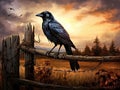 American Crow perched Made With Generative AI illustration