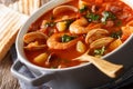 American cuisine: Manhattan chowder soup closeup. Horizonta Royalty Free Stock Photo