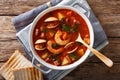 American cuisine: Manhattan chowder soup closeup. horizonta Royalty Free Stock Photo