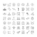 American culture linear icons, signs, symbols vector line illustration set Royalty Free Stock Photo