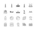 American culture line icons, signs, vector set, outline illustration concept Royalty Free Stock Photo