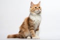 American Curl Cat Stands On A White Background