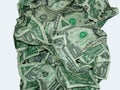 One dollar bills crumpled in pile Royalty Free Stock Photo