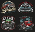 American custom cars vintage colorful labels Royalty Free Stock Photo