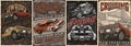 American custom cars vintage posters set