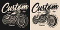 American custom motorcycle print Royalty Free Stock Photo