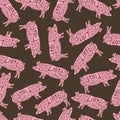 American cuts of pork seamless pattern