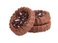 American dark chocolate round cookies isolated on the white background Royalty Free Stock Photo