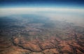 American desert landscape viewed from commercial airplane at more than 30,000 feet
