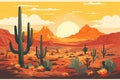 American desert poster. Sunset. Royalty Free Stock Photo