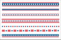 American flag symbols decorative divider stripe border set. Royalty Free Stock Photo