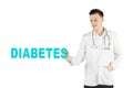American doctor writing diabetes word