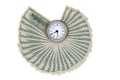 American dollar bills fanned out around a watch Royalty Free Stock Photo