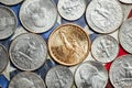 American dollar and cent coins Royalty Free Stock Photo