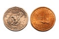 American Dollar coin comparison Royalty Free Stock Photo