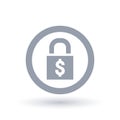 American dollar money padlock symbol. Financial security icon.