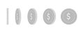 American dollar rotating coins set, animation read