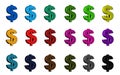 American Dollar symbol - various colors Royalty Free Stock Photo