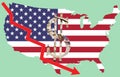 American dollar value fall down reference image Royalty Free Stock Photo