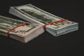 american Dollars banknotes isolated on black background