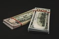 american Dollars banknotes isolated on black background