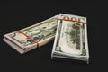 american Dollars banknotes isolated on black background