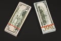 american Dollars banknotes isolated on black background Royalty Free Stock Photo