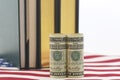 American dollars, books, stars and stripes pattern Royalty Free Stock Photo