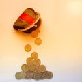 American dollars in a coin purse on a white background. Close-up. Royalty Free Stock Photo