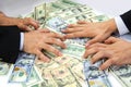 American dollars and hands Royalty Free Stock Photo