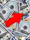 American Dollars with a Red Arrow Royalty Free Stock Photo