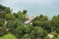 American dream homes on Ontario lakeshore as example of real estate development in US suburbs. View from above of Royalty Free Stock Photo