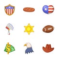 American dream icons set, cartoon style Royalty Free Stock Photo