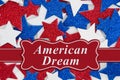 American Dream message with red, white and blue glitter stars