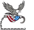 American Eagle Clutching Towing J Hook Flag Drape Retro Royalty Free Stock Photo