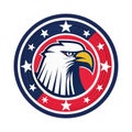 American Eagle Head Emblem Red Blue White Stars logo Royalty Free Stock Photo