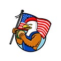 American Eagle Holding Burger and USA Flag Mascot Royalty Free Stock Photo