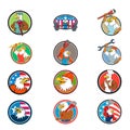American Eagle Mascot Circle Cartoon Set Royalty Free Stock Photo