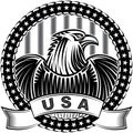 American Eagle Natioal Symbol USA Fourth July Emblem Monochrome