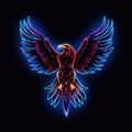 American eagle. Neon outline icon with a light effect