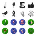 American eagle, ribbon, salute. The patriot day set collection icons in black,flet style vector symbol stock Royalty Free Stock Photo