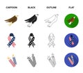 American eagle, ribbon, salute. The patriot day set collection icons in cartoon,black,outline,flat style vector symbol