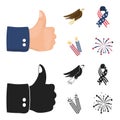 American eagle, ribbon, salute. The patriot day set collection icons in cartoon,black style vector symbol stock
