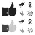 American eagle, ribbon, salute. The patriot s day set collection icons in black,monochrome style vector symbol stock