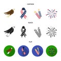 American eagle, ribbon, salute. The patriot s day set collection icons in cartoon,black,flat style vector symbol stock Royalty Free Stock Photo