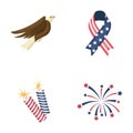 American eagle, ribbon, salute. The patriot s day set collection icons in cartoon style vector symbol stock illustration Royalty Free Stock Photo