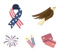 American eagle, ribbon, salute. The patriot`s day set collection icons in cartoon style vector symbol stock illustration Royalty Free Stock Photo