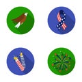 American eagle, ribbon, salute. The patriot s day set collection icons in flat style vector symbol stock illustration Royalty Free Stock Photo