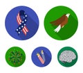 American eagle, ribbon, salute. The patriot`s day set collection icons in flat style vector symbol stock illustration Royalty Free Stock Photo