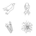 American eagle, ribbon, salute. The patriot s day set collection icons in outline style vector symbol stock illustration Royalty Free Stock Photo